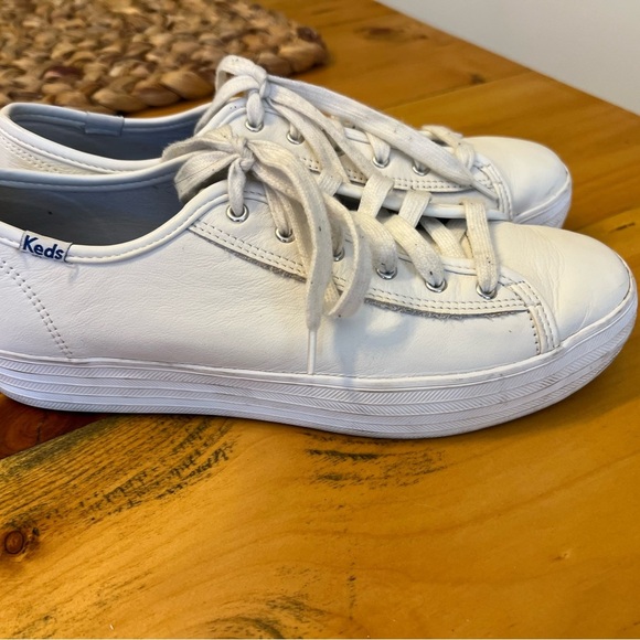 Keds women’s white leather lace up sneakers size 9 - Picture 1 of 6